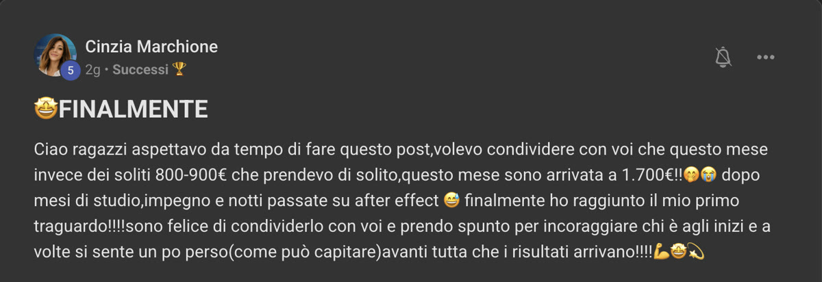 Messaggio di Cinzia nella community di Editing For Freedom
