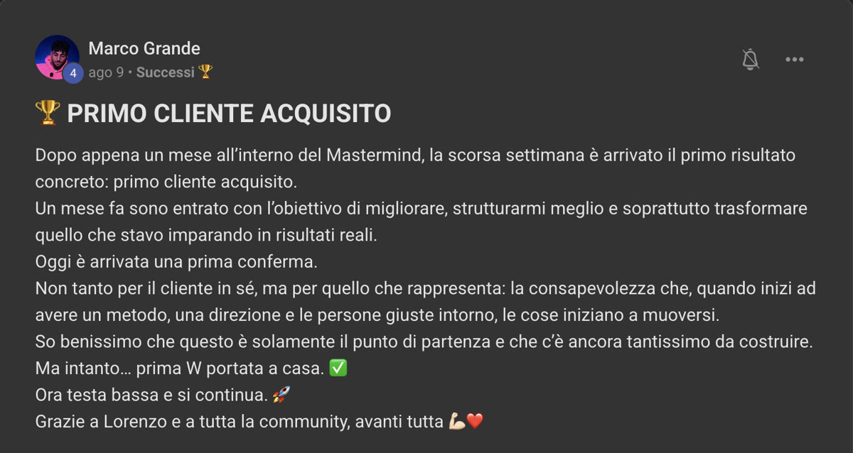 Messaggio di Marco nella community di Editing For Freedom